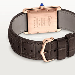 Tank Louis Cartr Watch Large Model, Hand-wound Mechanical Movement, Rose Gold, Leather