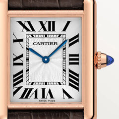 Tank Louis Cartr Watch Large Model, Hand-wound Mechanical Movement, Rose Gold, Leather