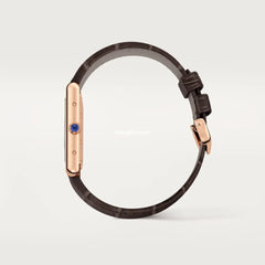 Tank Louis Cartr Watch Large Model, Hand-wound Mechanical Movement, Rose Gold, Leather