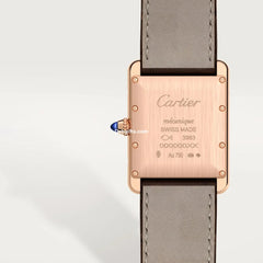 Tank Louis Cartr Watch Large Model, Hand-wound Mechanical Movement, Rose Gold, Leather