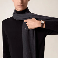 Tank Louis Cartr Watch Large Model, Hand-wound Mechanical Movement, Rose Gold, Leather