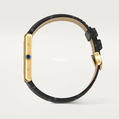 Tank Louis Cartr Watch Large Model, Quartz Movement, 18k Yellow Gold, Leather