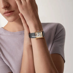 Tank Louis Cartr Watch Large Model, Quartz Movement, 18k Yellow Gold, Leather