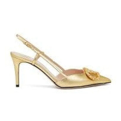 Vale Grvani - Vlogo Signature Gold Leather Heels