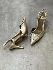 Vale Grvani - Vlogo Signature Gold Leather Heels
