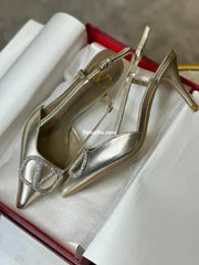 Vale Grvani - Vlogo Signature Gold Leather Heels