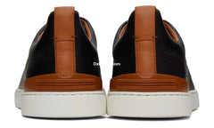 Zgna Black & Brown Deerskin Triple Stitch Sneakers