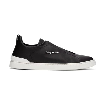 Zgna Black Leather Triple Stitch Sneakers