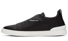 Zgna Black Leather Triple Stitch Sneakers