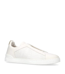 Zgna Crocodile Leather Triple Stitch Sneakers