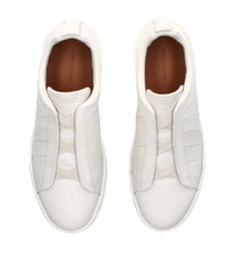 Zgna Crocodile Leather Triple Stitch Sneakers