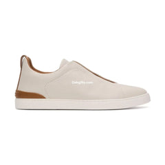 Zgna Off-white Deerskin Triple Stitch Sneakers