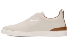 Zgna Off-white Deerskin Triple Stitch Sneakers