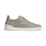 Zgna Secondskin Triple Stitch Leather Sneakers Light Grey