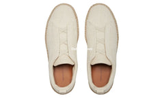 Zgna White Off Linen Blend Triple Stitch Espadrilles