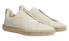 Zgna White Off Linen Blend Triple Stitch Espadrilles